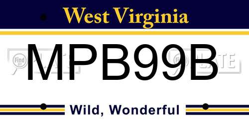 MPB99B West Virginia License Plate
