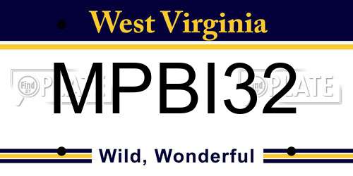 MPBI32 West Virginia License Plate