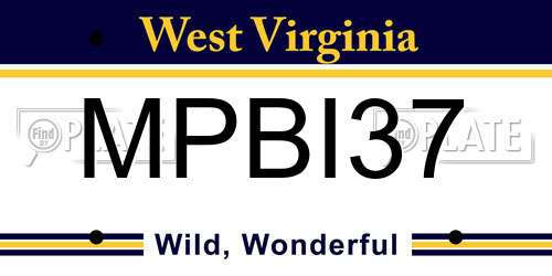 MPBI37 West Virginia License Plate