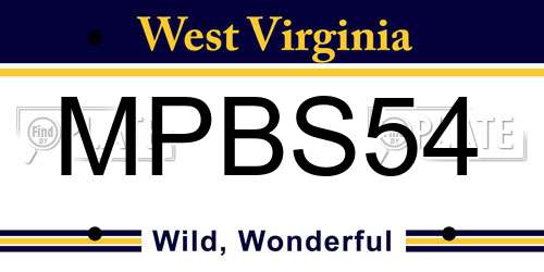 MPBS54 West Virginia License Plate