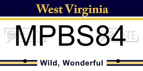 MPBS84 West Virginia License Plate