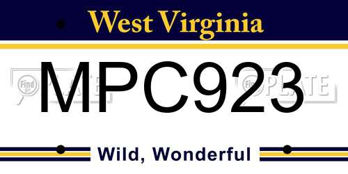 MPC923 West Virginia License Plate
