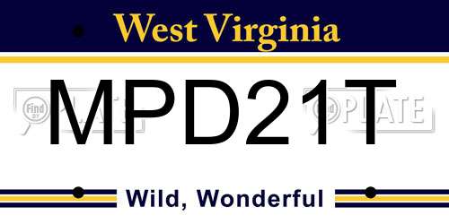 MPD21T West Virginia License Plate