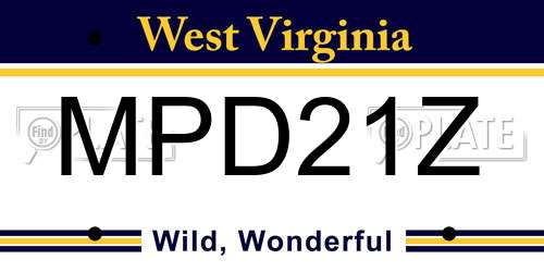 MPD21Z West Virginia License Plate