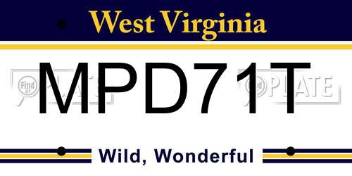 MPD71T West Virginia License Plate