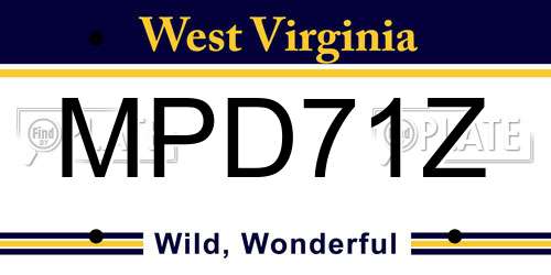 MPD71Z West Virginia License Plate