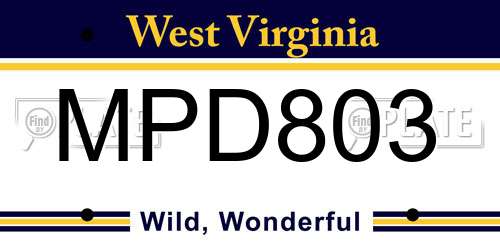 MPD803 West Virginia License Plate