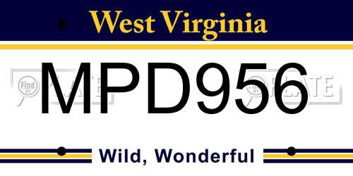 MPD956 West Virginia License Plate