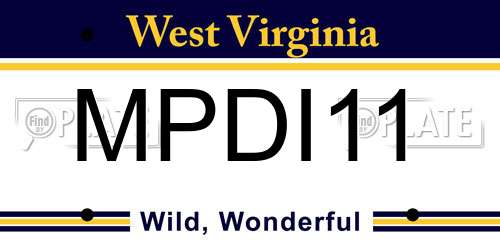 MPDI11 West Virginia License Plate