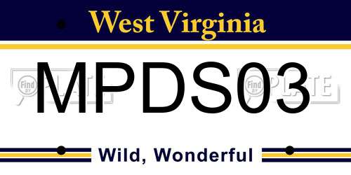 MPDS03 West Virginia License Plate