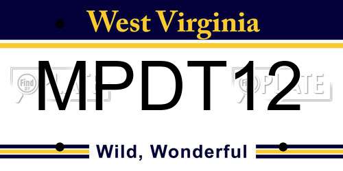 MPDT12 West Virginia License Plate
