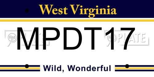 MPDT17 West Virginia License Plate
