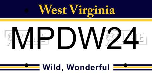 MPDW24 West Virginia License Plate