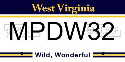 MPDW32 West Virginia License Plate