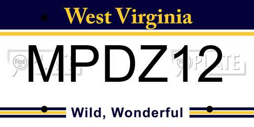 MPDZ12 West Virginia License Plate