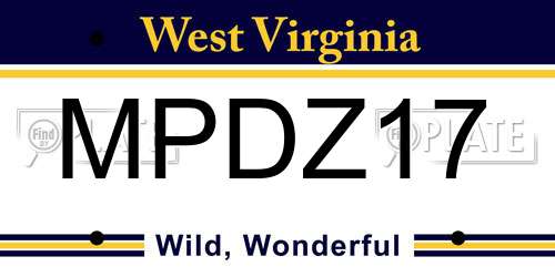 MPDZ17 West Virginia License Plate