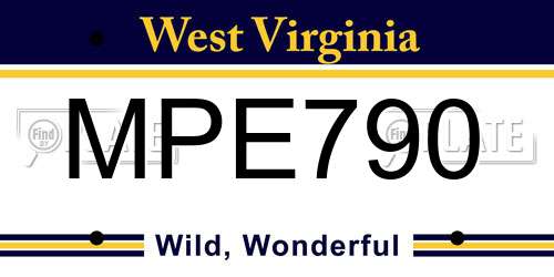 MPE790 West Virginia License Plate