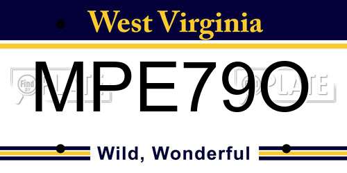 MPE79O West Virginia License Plate