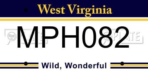 MPH082 West Virginia License Plate