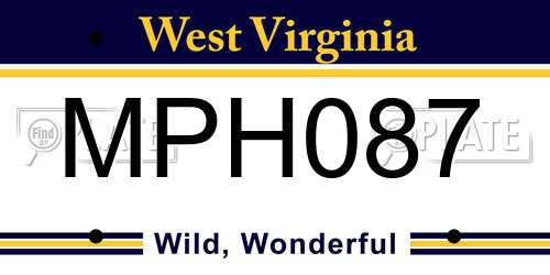MPH087 West Virginia License Plate