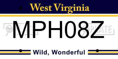 MPH08Z West Virginia License Plate