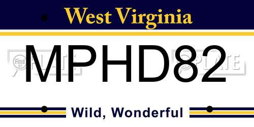 MPHD82 West Virginia License Plate