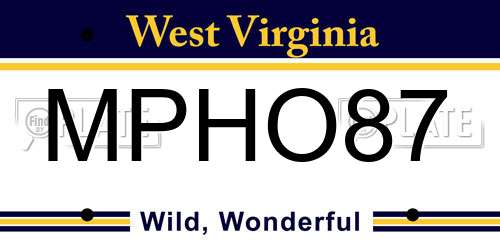 MPHO87 West Virginia License Plate