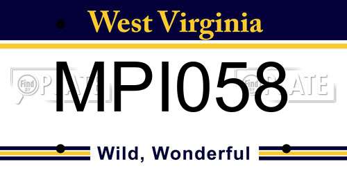 MPI058 West Virginia License Plate