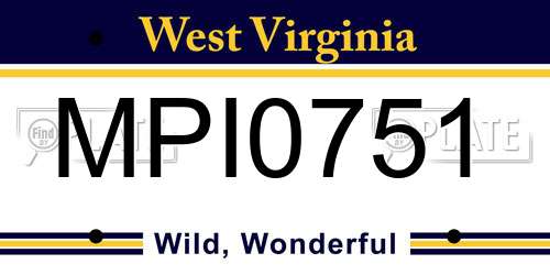 MPI0751 West Virginia License Plate
