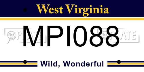 MPI088 West Virginia License Plate