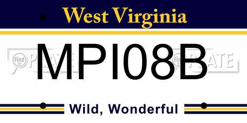 MPI08B West Virginia License Plate