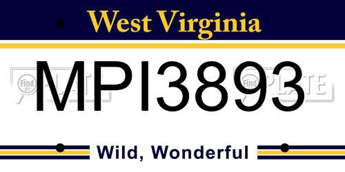 MPI3893 West Virginia License Plate