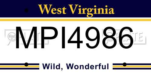MPI4986 West Virginia License Plate