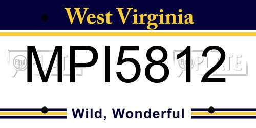 MPI5812 West Virginia License Plate