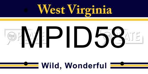 MPID58 West Virginia License Plate
