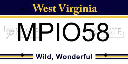 MPIO58 West Virginia License Plate