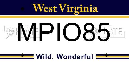 MPIO85 West Virginia License Plate