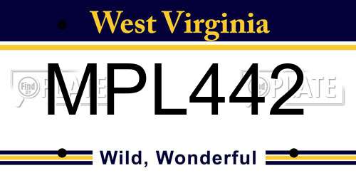 MPL442 West Virginia License Plate