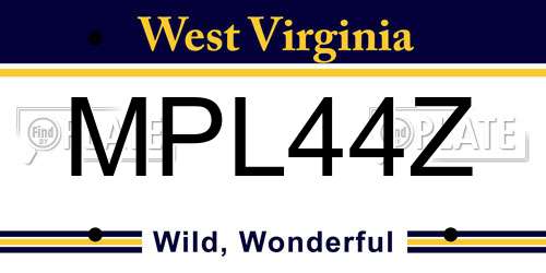 MPL44Z West Virginia License Plate