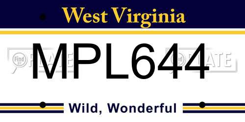 MPL644 West Virginia License Plate