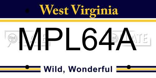 MPL64A West Virginia License Plate