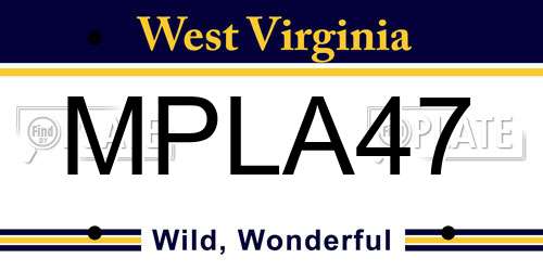 MPLA47 West Virginia License Plate