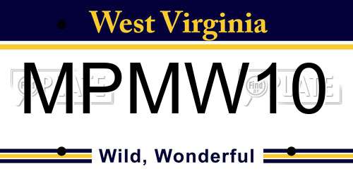 MPMW10 West Virginia License Plate