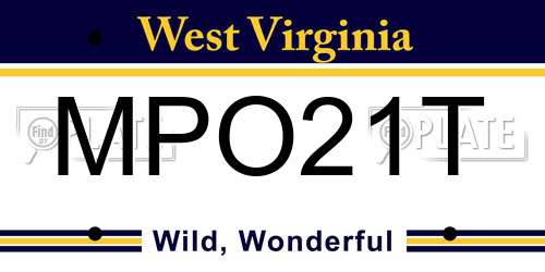 MPO21T West Virginia License Plate