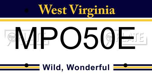 MPO50E West Virginia License Plate