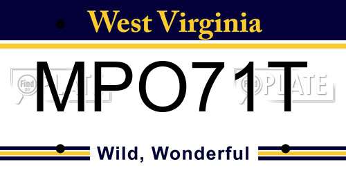 MPO71T West Virginia License Plate
