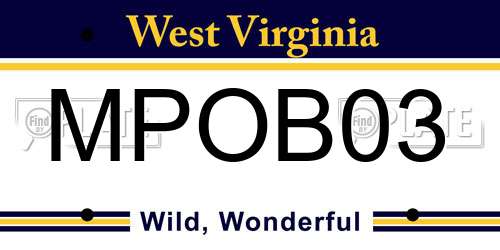 MPOB03 West Virginia License Plate