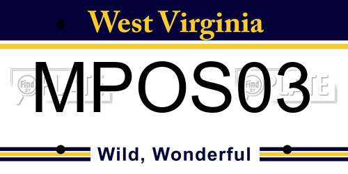 MPOS03 West Virginia License Plate