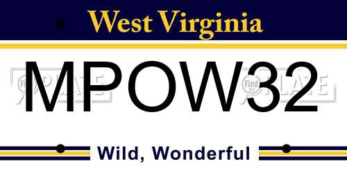 MPOW32 West Virginia License Plate