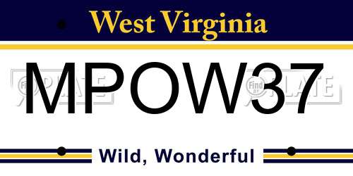 MPOW37 West Virginia License Plate